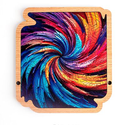 Wooden puzzle and frame with 77 pieces. Colorful Tornado design.Color: Multicolor