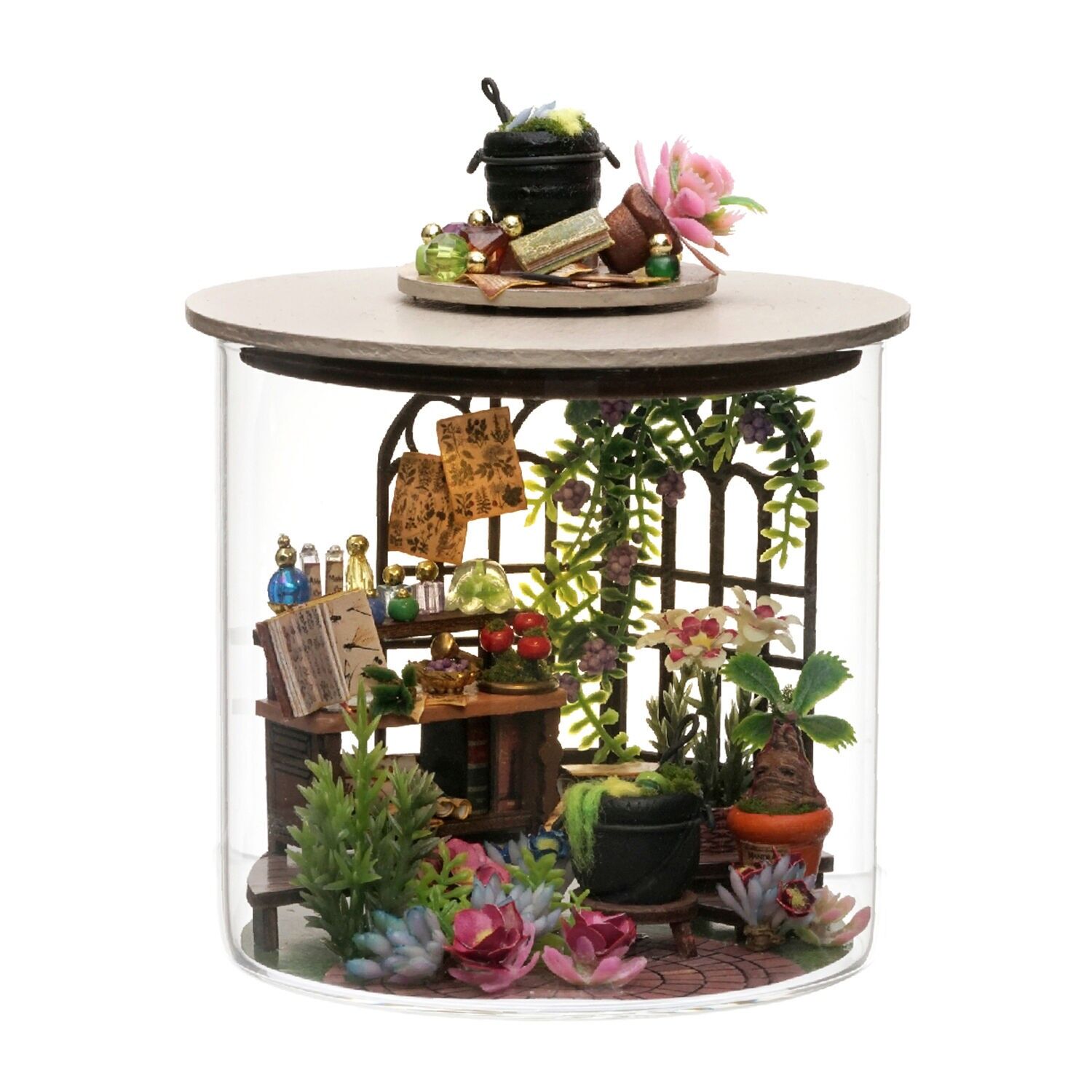 Collezione Dream Bottles, Magic Garden. Modello 3D realistico con grande dettaglio e luci LED. Colore: Multicolore