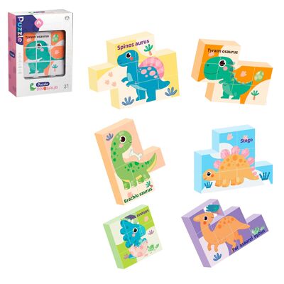 Puzzle magnetico 6 in 1 con dinosauri (9 pezzi) Colore: multicolore