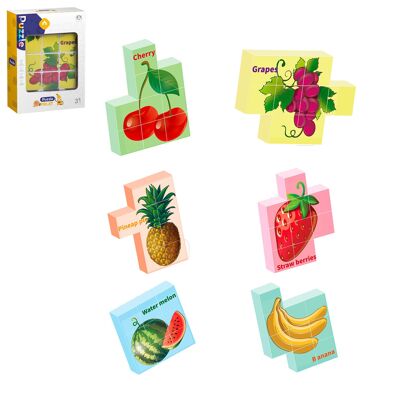 Puzzle de fruits magnétique 6 en 1 (9 pièces). Couleur : Multicolore