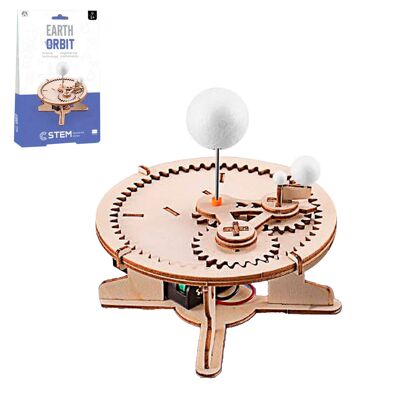 STEM educational wooden kit. Earth Orbit Design.Color: Wood