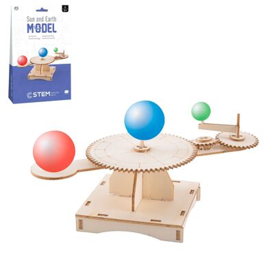 STEM educational wooden kit. Design of the Sun and the Earth.Color: Wood