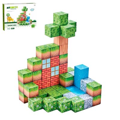 Magnetic Cubes of 2.5CM. Forest Theme. 48 pieces.Color: Multicolor