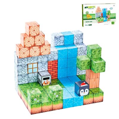 Magnetic Cubes of 2.5CM. Forest Theme. 76 pieces.Color: Multicolor