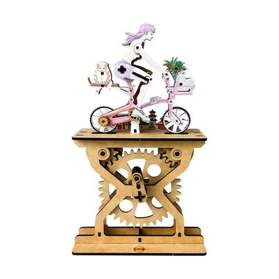 Modèle 3D en bois, avec mouvement mécanique, design Bicycle Lovers en couleur - Filles. 107 pièces. Couleur : Bois