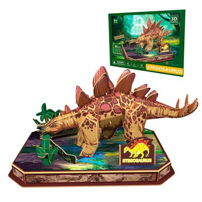 Puzzle 3D en carton du dinosaure Stégosaure. 48 pièces. Couleur : Multicolore