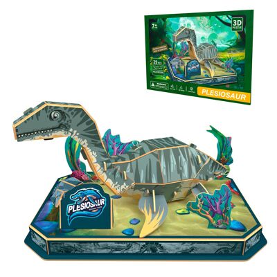 Puzzle 3D en carton du dinosaure Plésiosaure. 29 pièces. Couleur : Multicolore