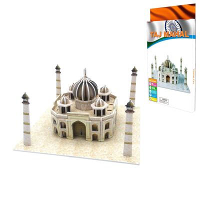 Puzzle 3D en carton du Taj Mahal situé en Inde. 39 pièces. Couleur : Beige