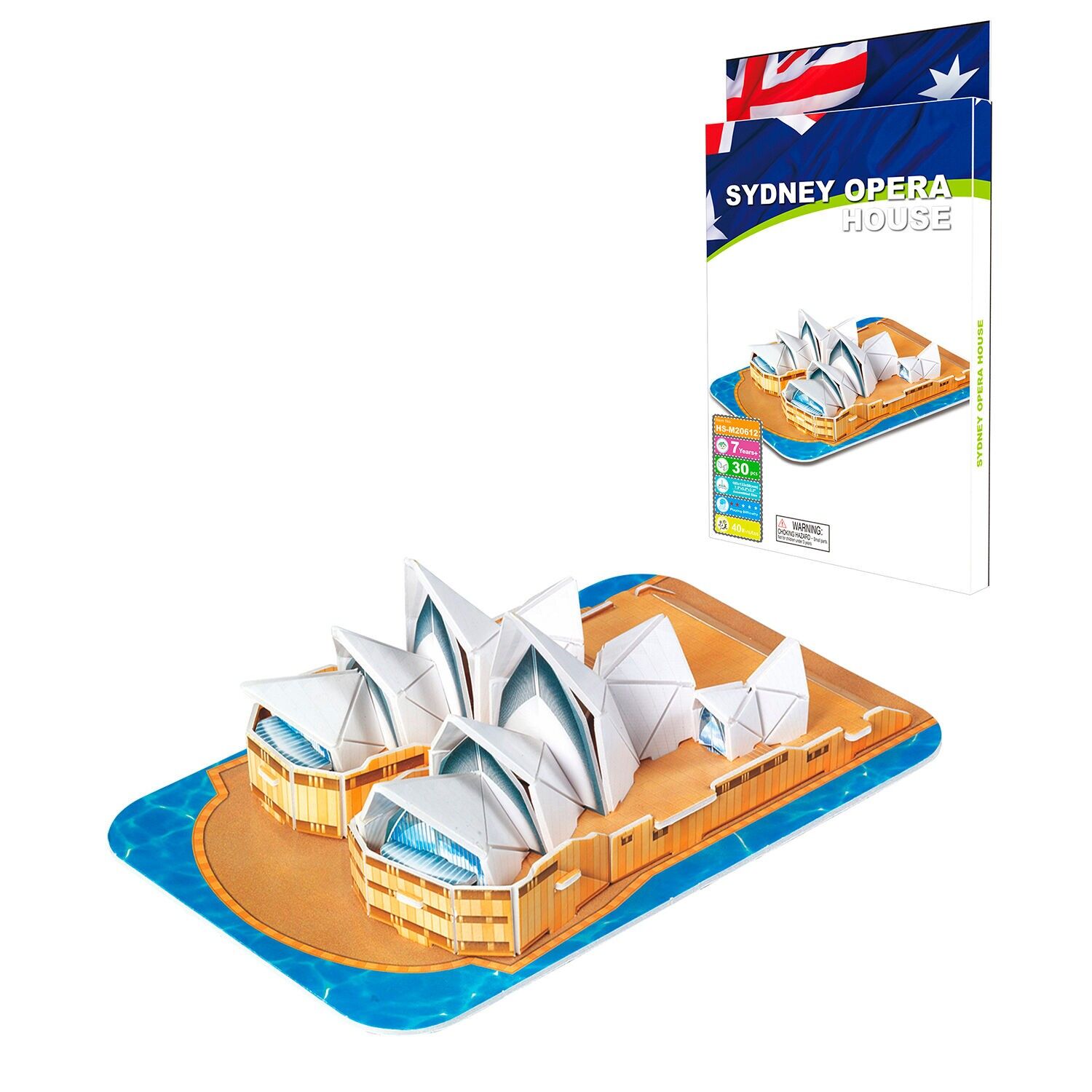 3D-Papppuzzle des Sydney Opera House. 30 Stück. weiße Farbe