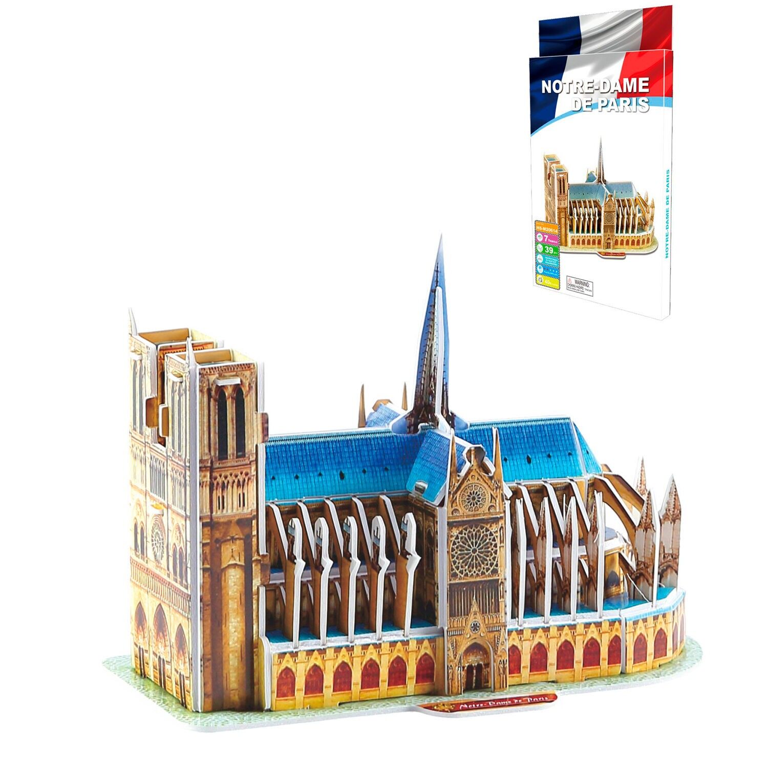 3D-Papppuzzle der Kathedrale Notre Dame in Paris. 39 Stück. Farbe: Mehrfarbig