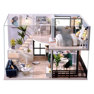 Duplex Cozy Time. Modèle 3D réaliste avec beaucoup de détails, cache-poussière et lumières LED. Couleur : Multicolore
