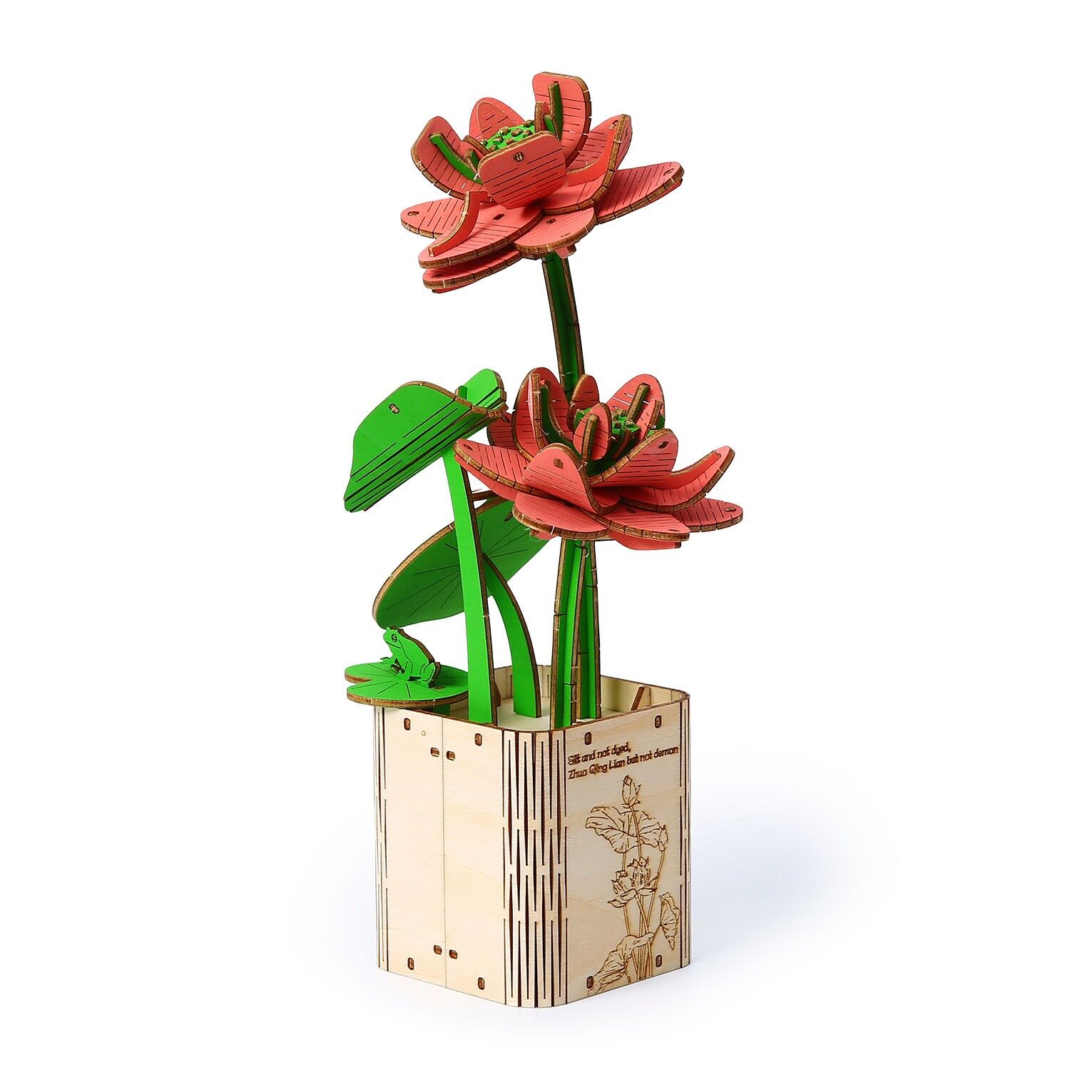 Modello 3D in legno, disegno del loto. 107 pezzi. Colore: Legno