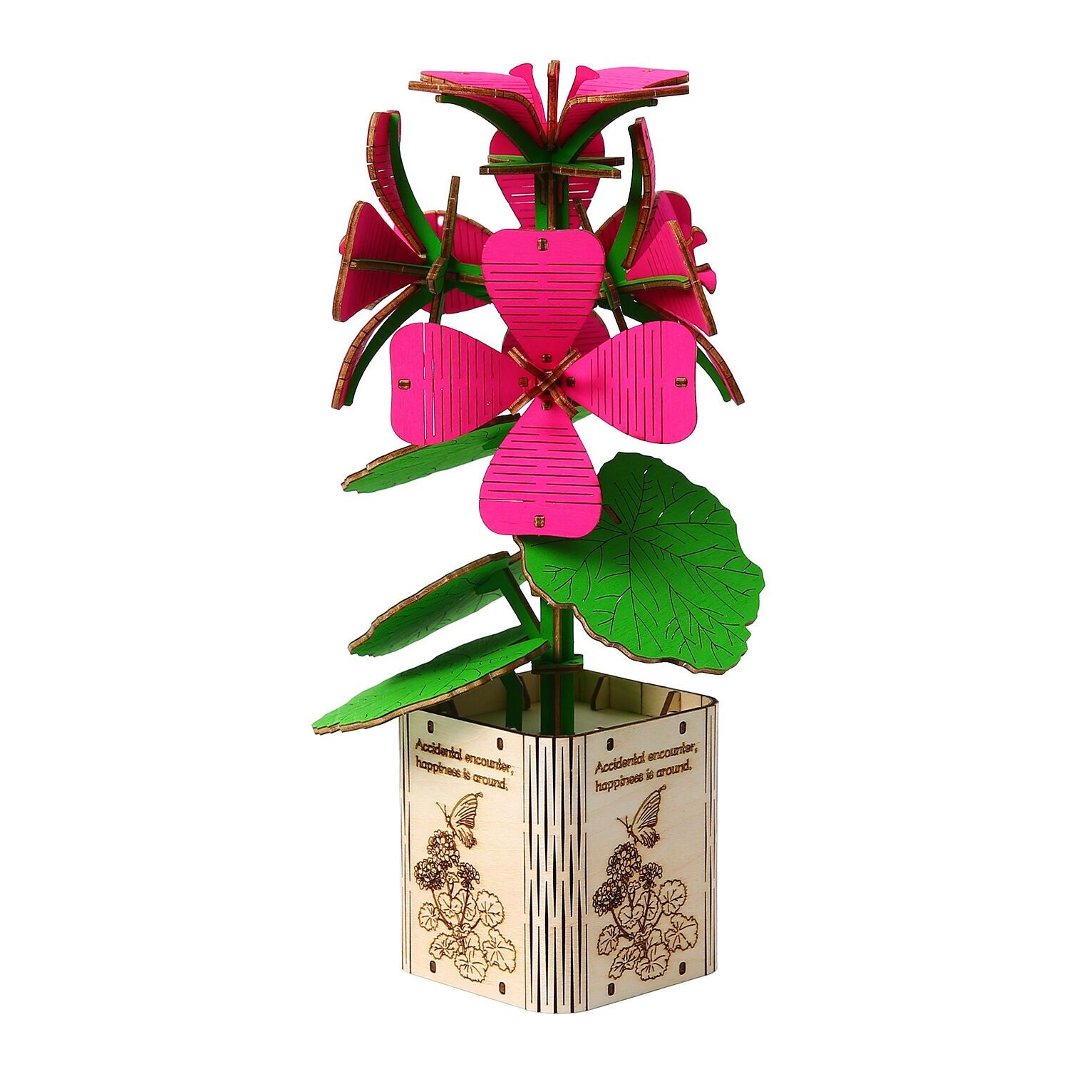 Modello 3D in legno, design Geranio. 128 pezzi. Colore: Legno