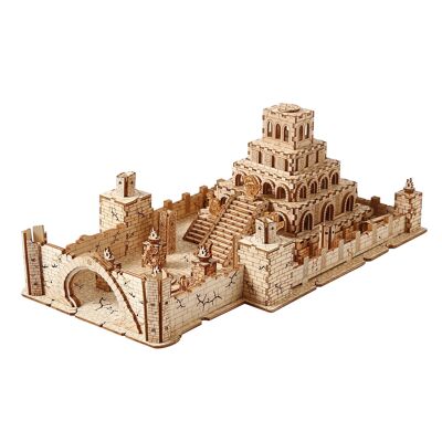 Modèle en bois 3D, conception de ruines avec mouvement mécanique. 235 pièces. Couleur : Bois
