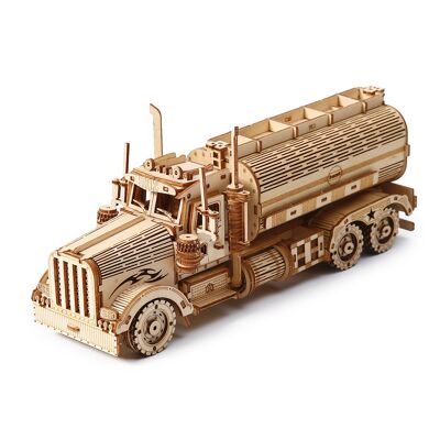 Modèle en bois 3D, conception de camion-citerne avec mouvement mécanique. 307 pièces. Couleur : Bois
