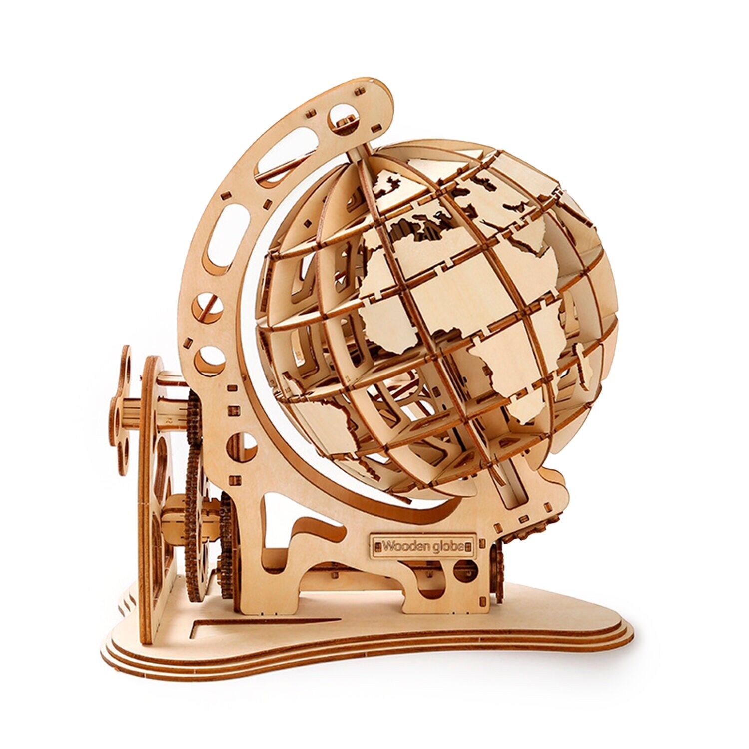 Modello 3D in legno, design a forma di globo con movimento meccanico. 166 pezzi. Colore: Legno