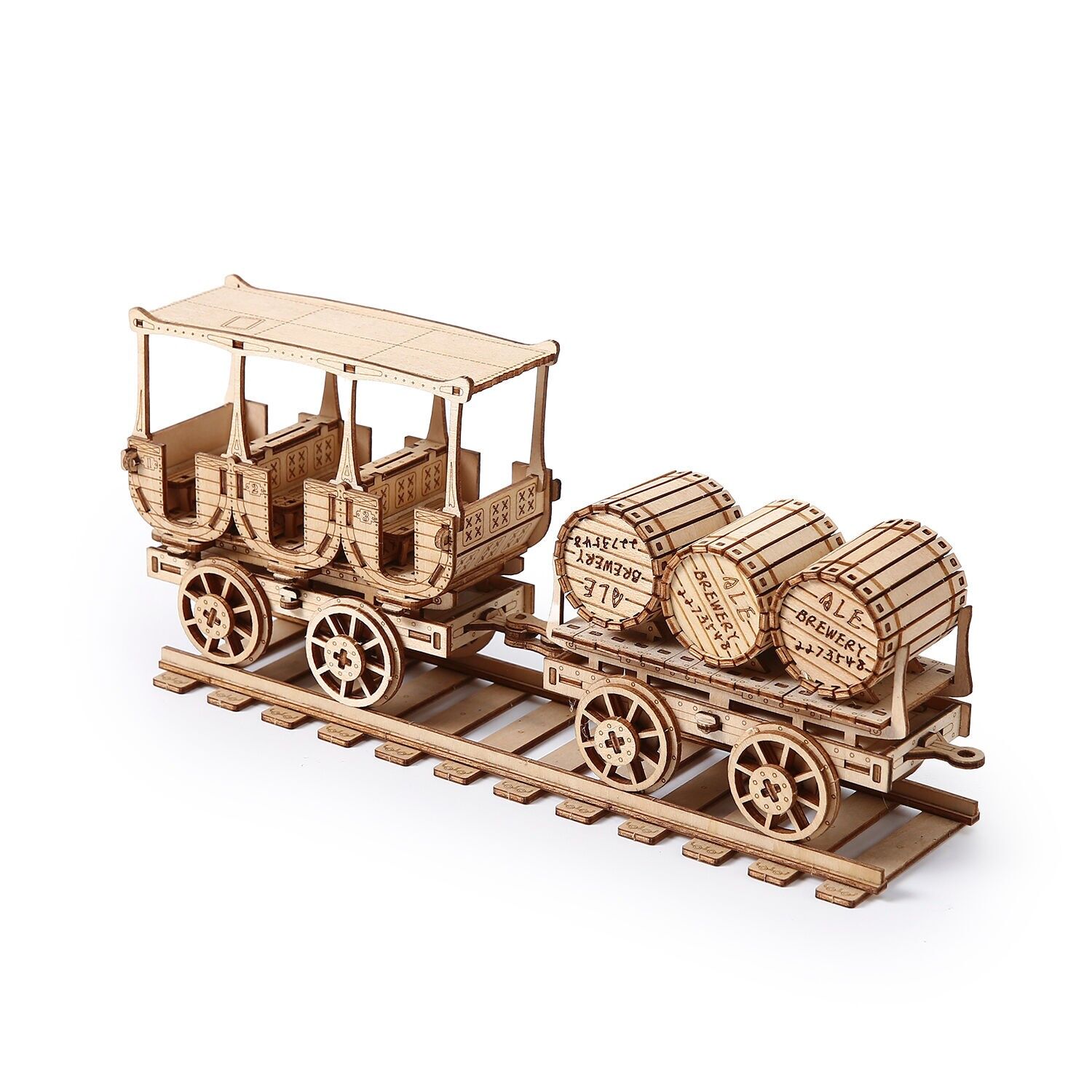 Modello 3D in legno, design di carro del vino con movimento meccanico. 278 pezzi. Colore: Legno