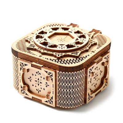 3D Wooden Model, Music Box Design with Mechanical Movement. 68 pieces.Color: Wood