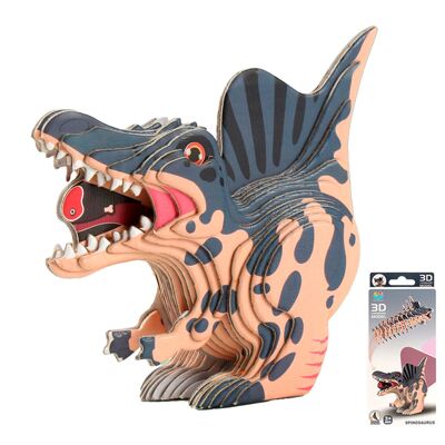 Puzzle 3D en carton avec relief. Conception du Spinosaurus. Gris