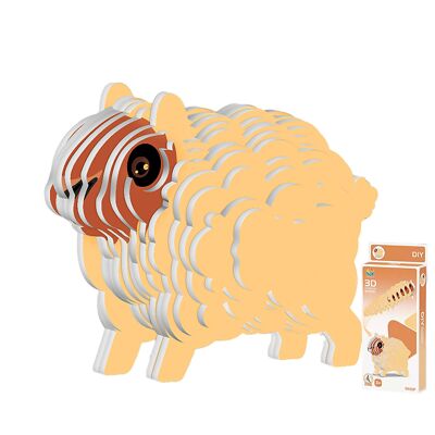 Puzzle 3D en carton avec relief. Conception de mouton. Couleur : Beige
