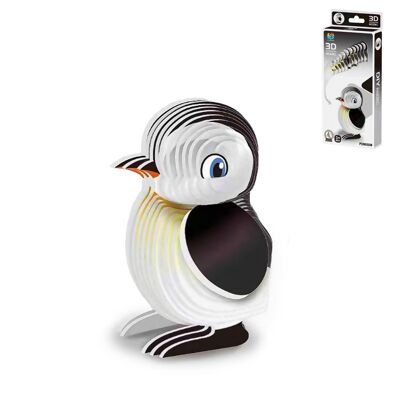 Puzzle 3D en carton avec relief. Conception de pingouin. Couleur blanche
