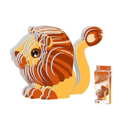 Puzzle 3D in cartone con rilievo. Disegno del leone. Colore: Marrone