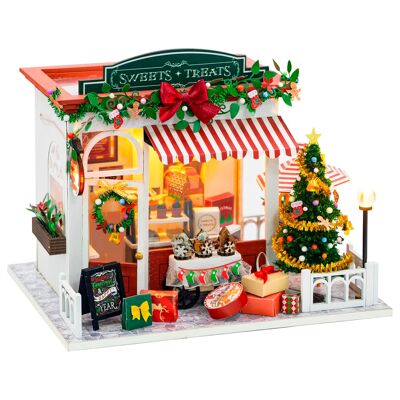 Casa di dolciumi natalizi. Modello 3D realistico con grande dettaglio e luci LED. Colore: Multicolore