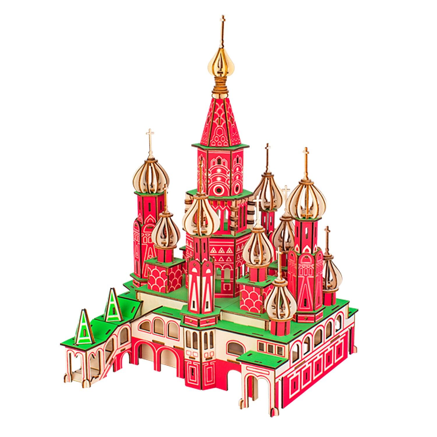 Modèle 3D en bois. Cathédrale Saint-Basile. 492 pièces. Couleur rouge