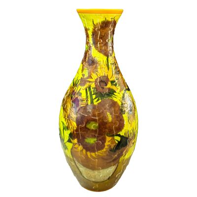 Puzzle 3D in ABS da 160 pezzi. Vaso tradizionale con girasoli. Colore: Giallo