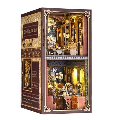 Butterfly Collection. Wooden Book Nook, realistic 3D design with great detail, cover and LED lights.Color: Multicolor