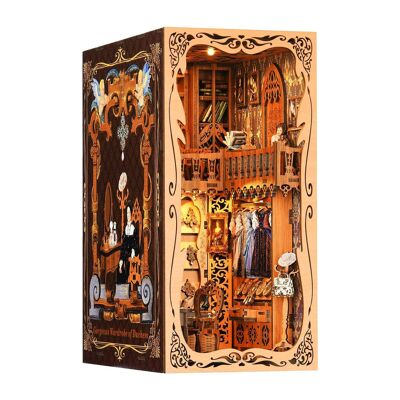 Duchess's wardrobe. Wooden Book Nook, realistic 3D design with great detail, cover and LED lights. 241 pieces.Color: Multicolor