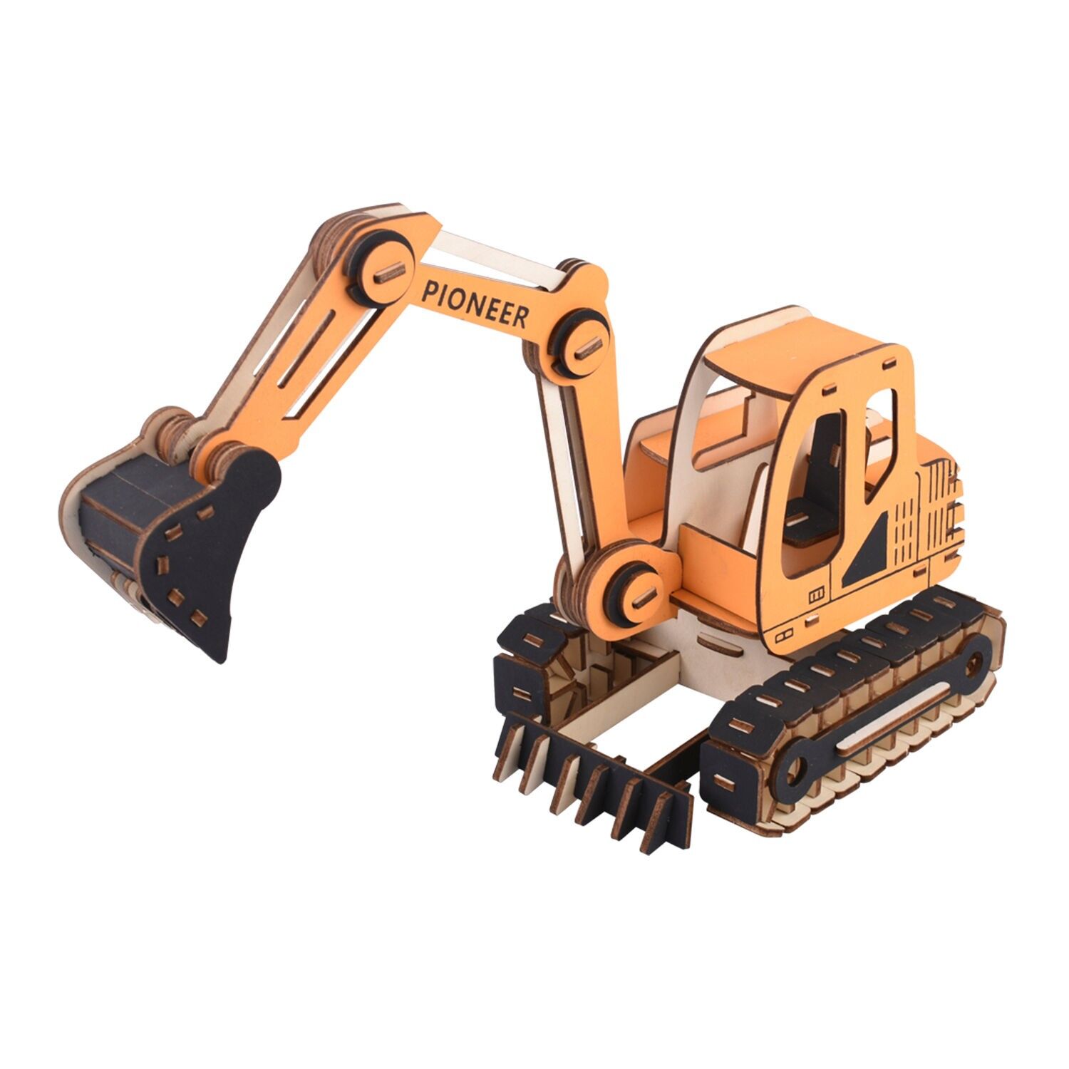 Modèle 3D en bois. Excavatrice. 168 pièces. Orange