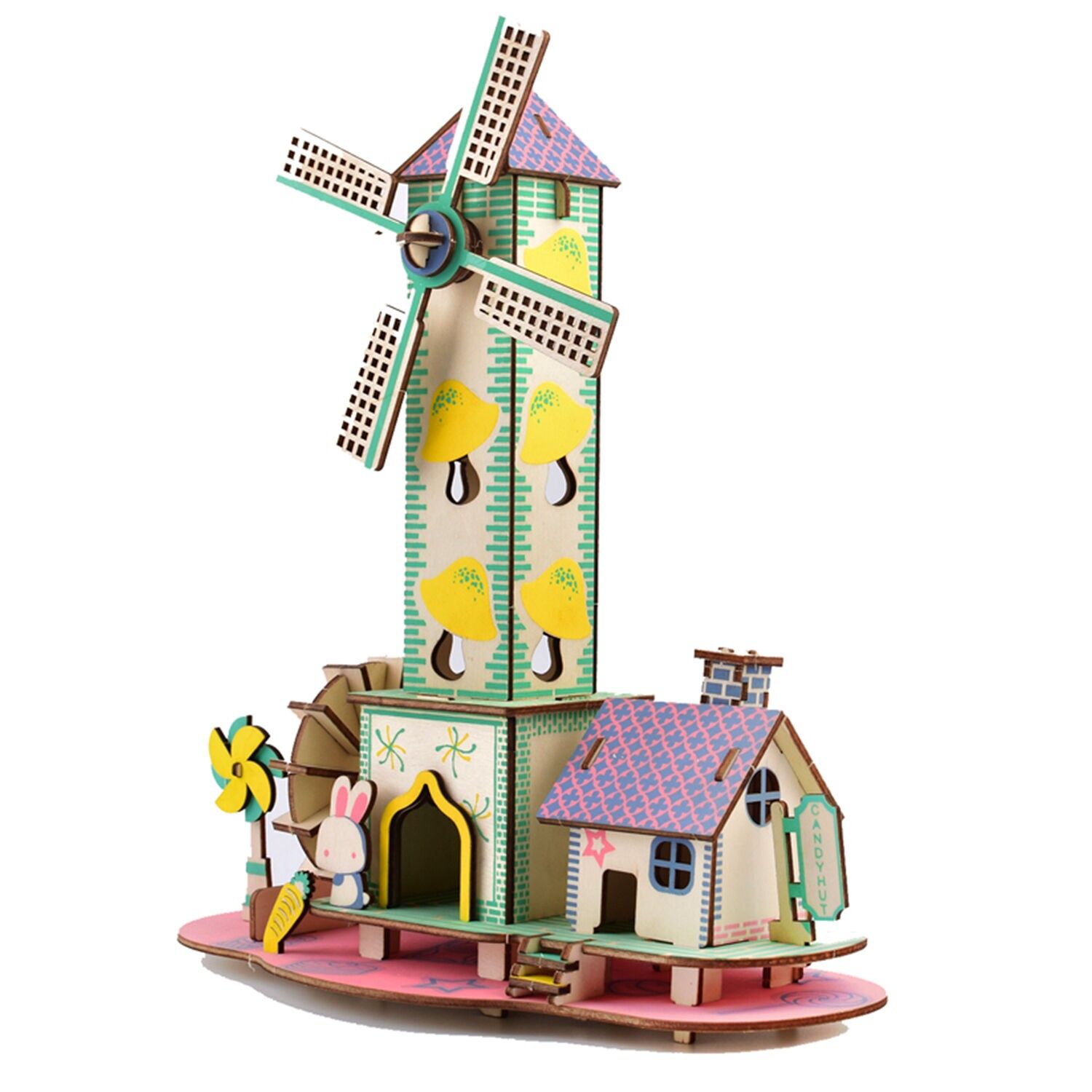 Modèle 3D en bois. Moulin à vent. 83 pièces. Couleur : Multicolore