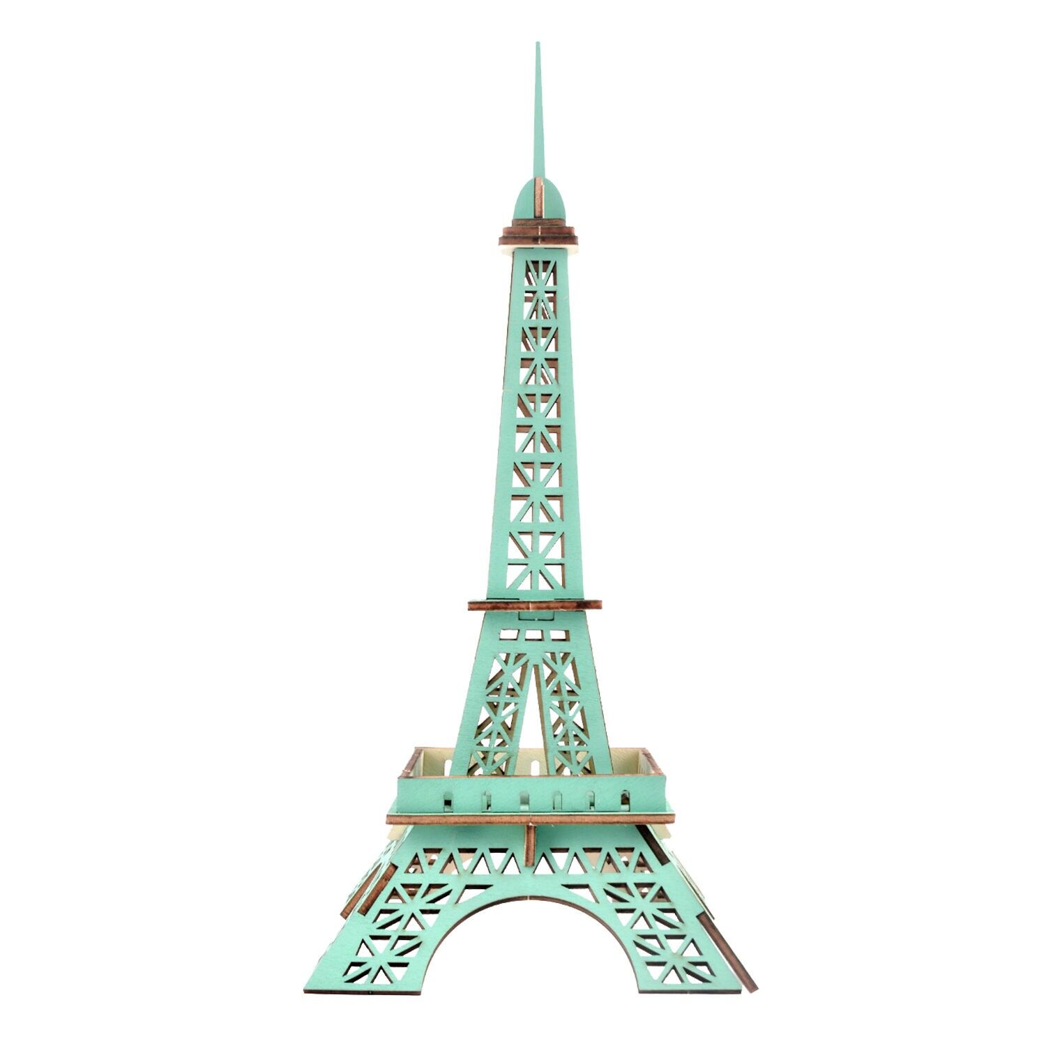 Modèle 3D en bois. La Tour Eiffel au printemps. 25 pièces. Couleur : Vert