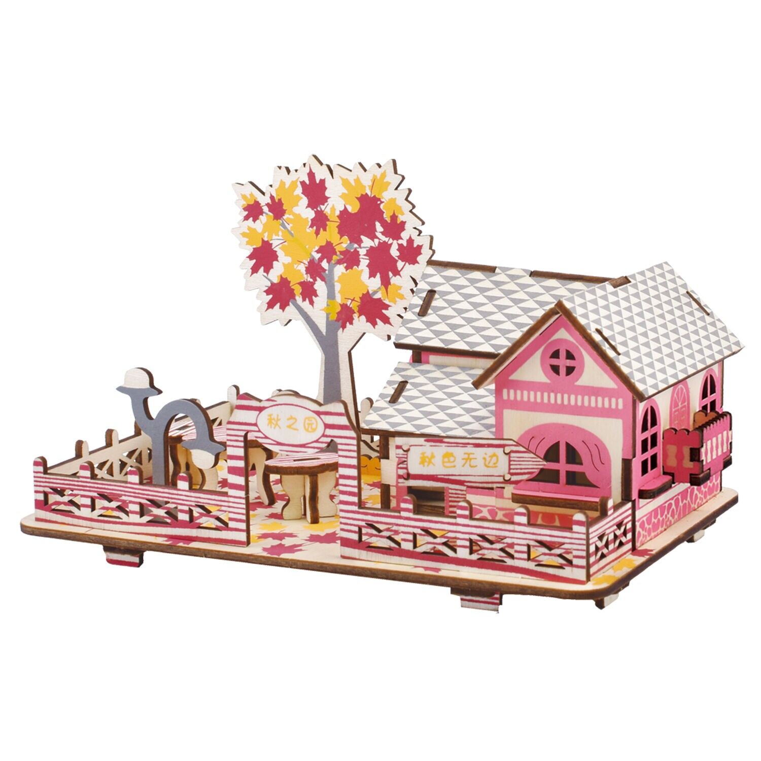 Modèle 3D en bois. Demeure d'automne. 61 pièces. Couleur : Multicolore