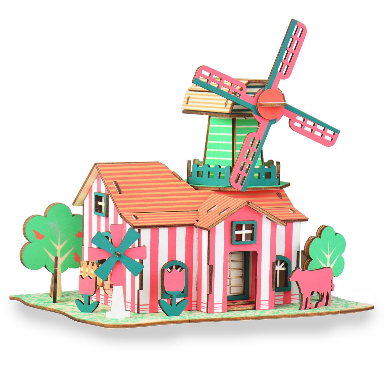 Modèle 3D en bois. Ranch des Tulipes. 82 pièces. Couleur : Multicolore