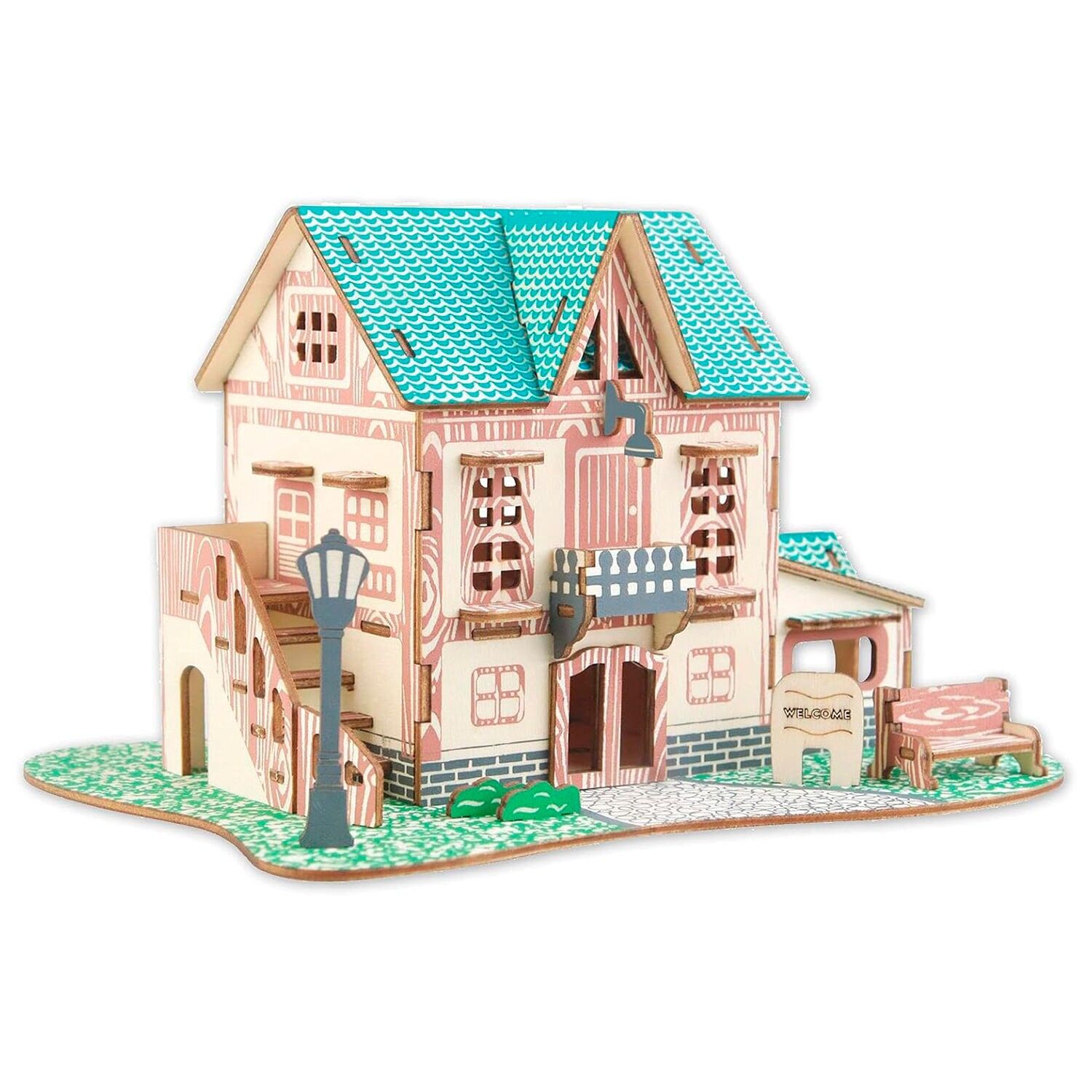Modèle 3D en bois. Auberge du ciel étoilé. 74 pièces. Couleur : Multicolore