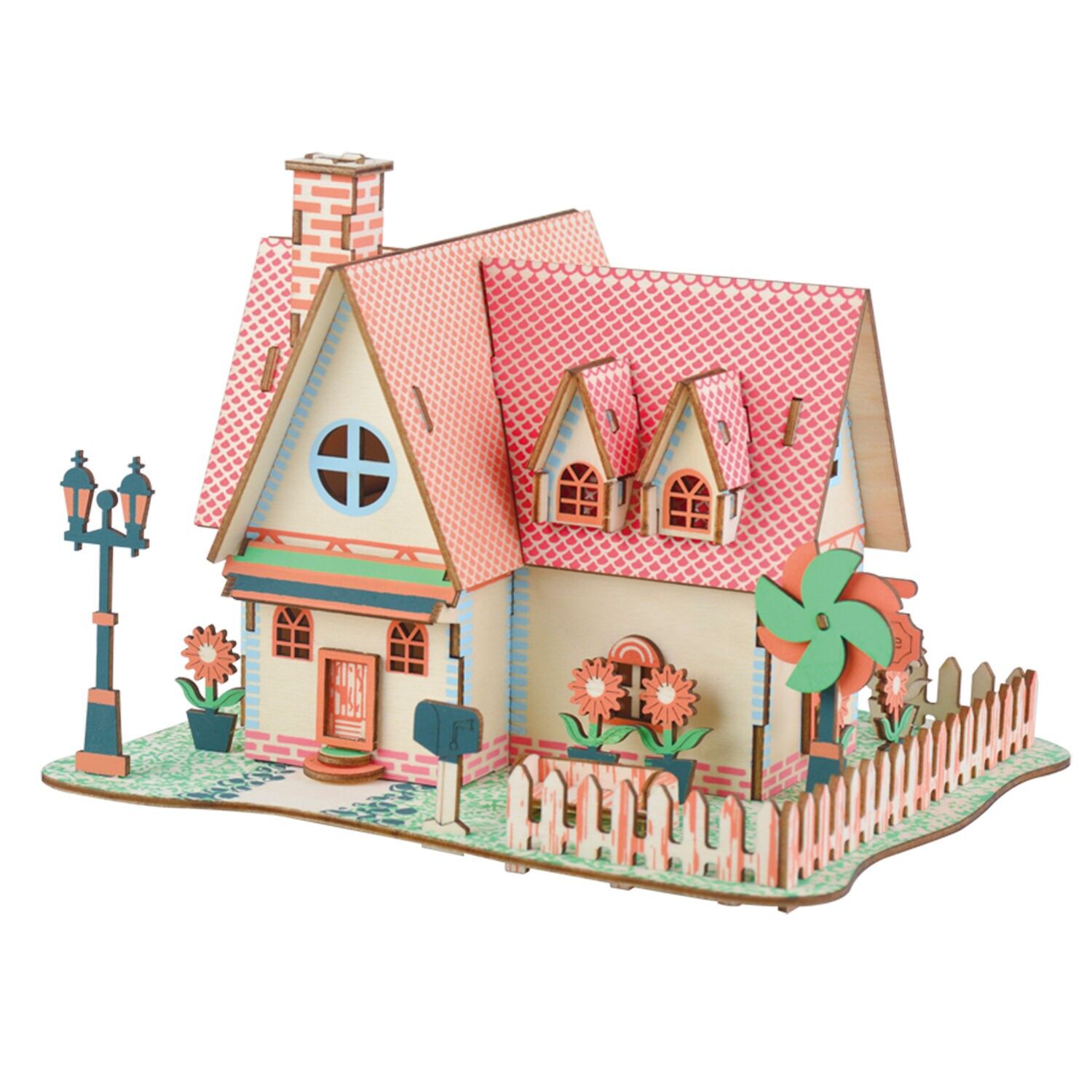 Modèle 3D en bois. Manoir Tournesol. 73 pièces. Couleur : Multicolore