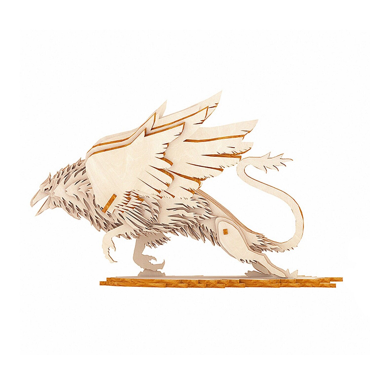 Modèle 3D en bois. Griffon ailé. 37 pièces. Couleur : Bois