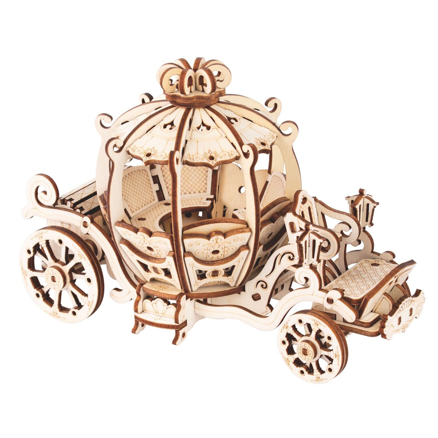 Modèle 3D en bois. Carrosse de citrouille. 129 pièces. Couleur : Bois