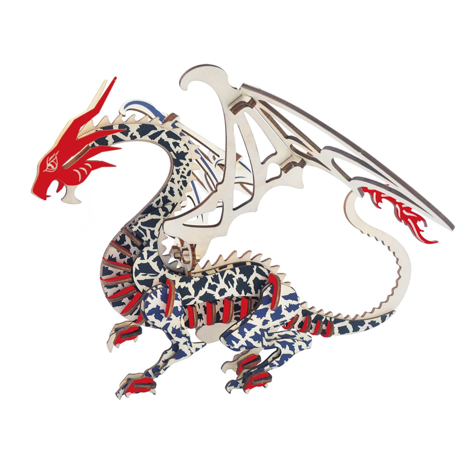 Modèle 3D en bois. Dragon volant. 62 pièces. La couleur noire