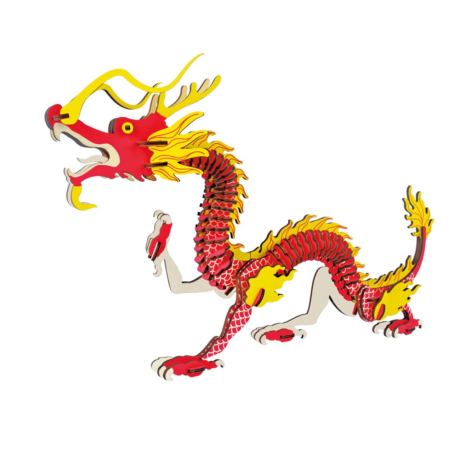 Modèle 3D en bois. Dragon de l'Est. 156 pièces. Couleur : Multicolore