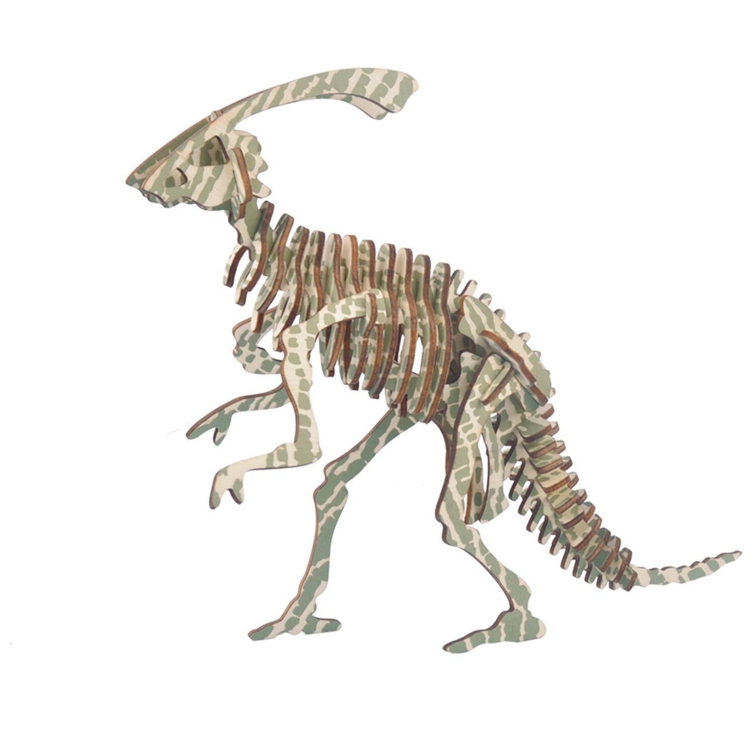 Modèle 3D en bois. Parasaurolophes. 54 pièces. Couleur : Bois