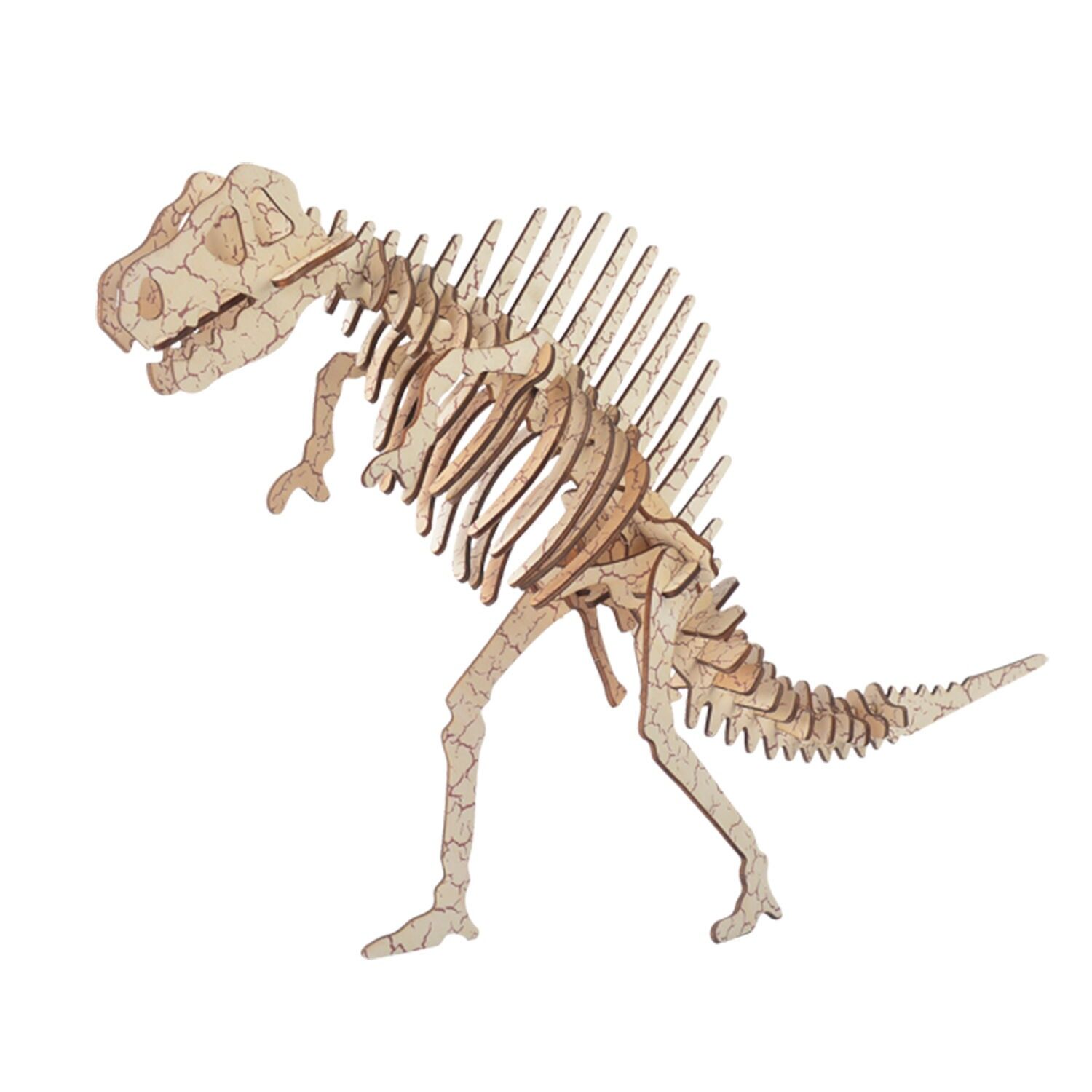 Modèle 3D en bois. Squelette de Spinosaurus. 38 pièces. Couleur : Bois