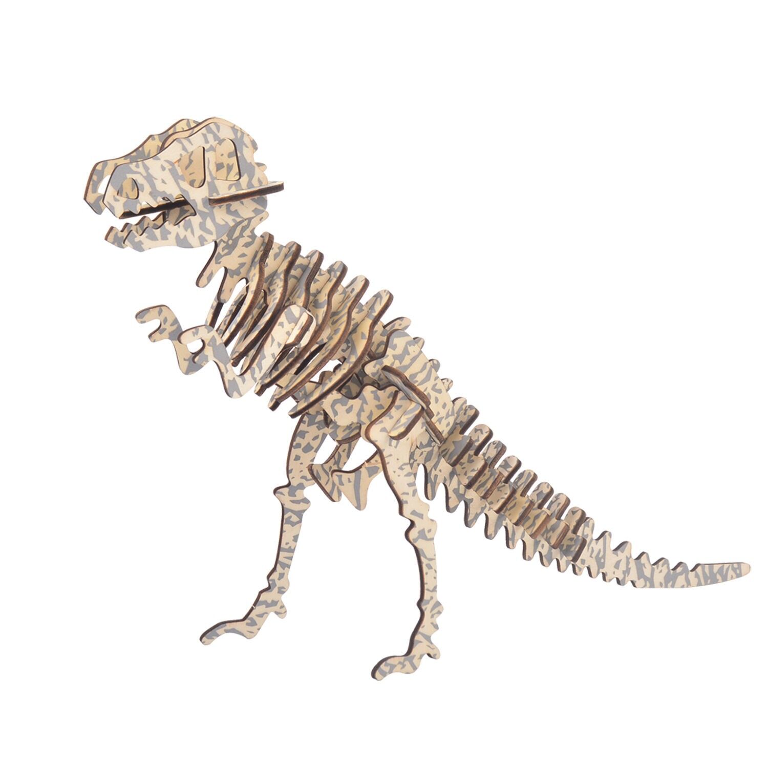 Modèle 3D en bois. Squelette de Tyrannosaurus Rex. 29 pièces. Couleur : Bois