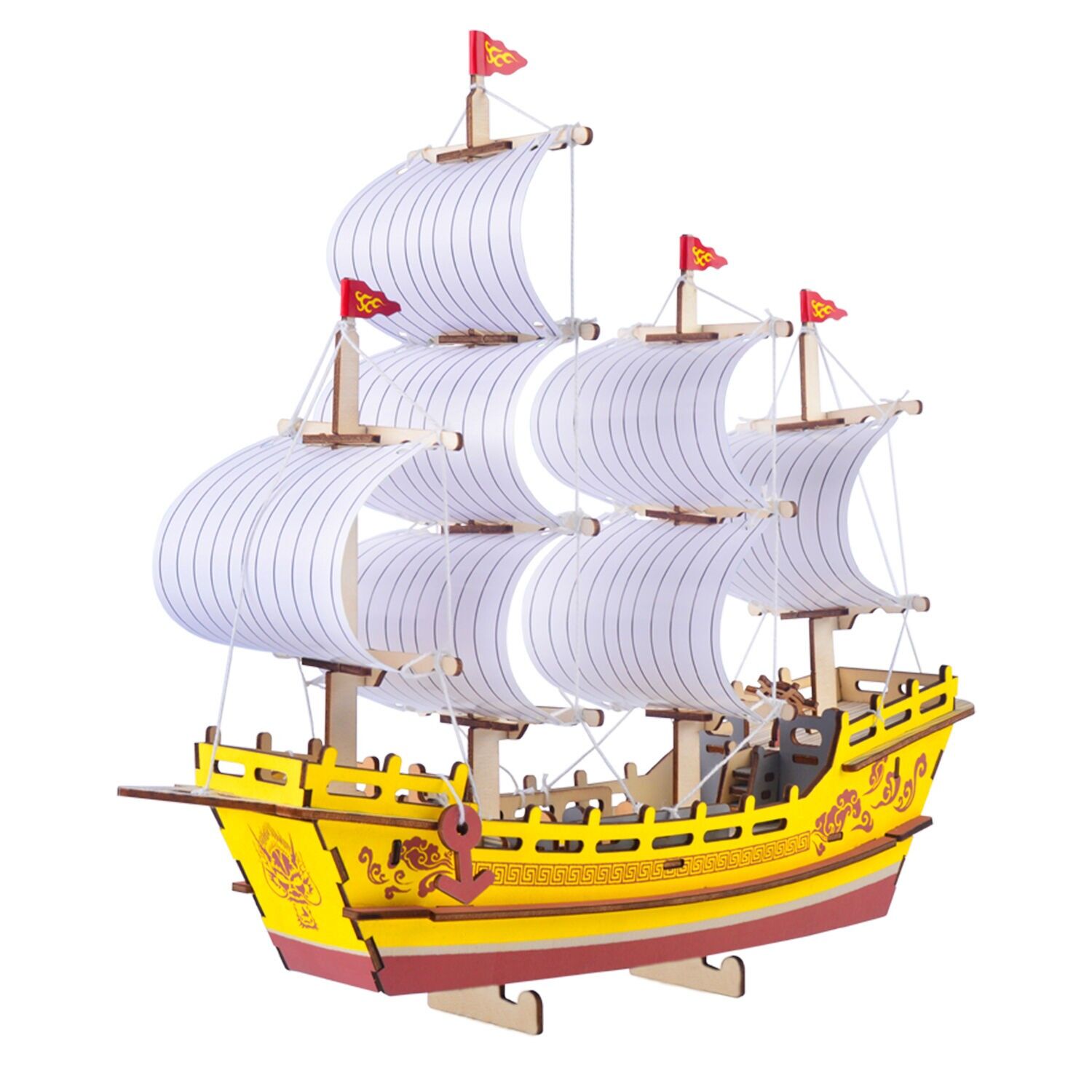 Modèle 3D en bois. Navire marchand de soie. 77pièces. Couleur : Multicolore