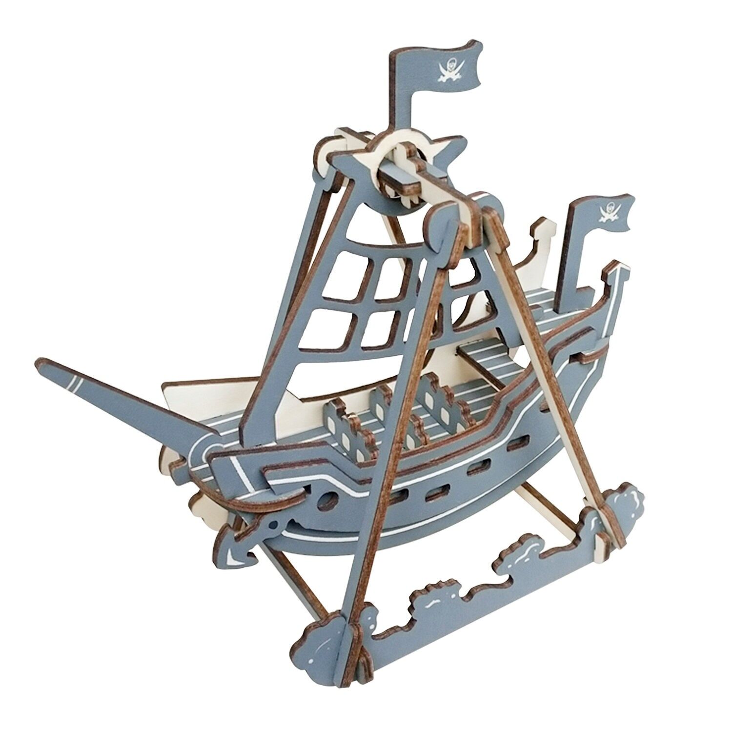Modèle 3D en bois. Bateau pirate. 27 pièces. La couleur noire