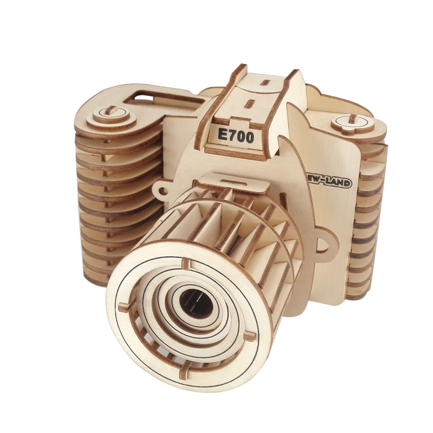 Modello 3D in legno. Telecamera. 57 pezzi. Colore: Legno