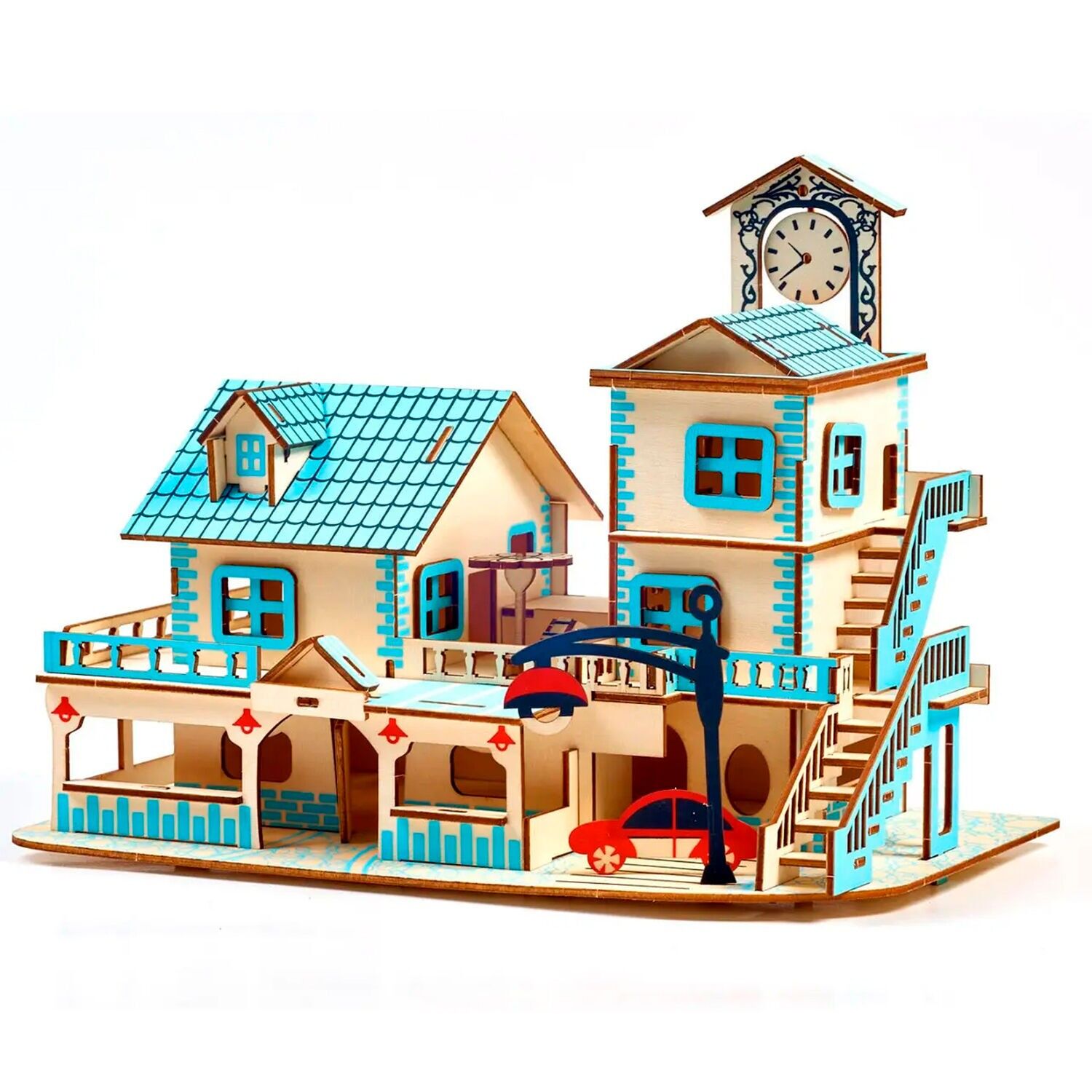 Modèle 3D en bois. Villa sur la mer Égée. 90 pièces. Couleur : Multicolore