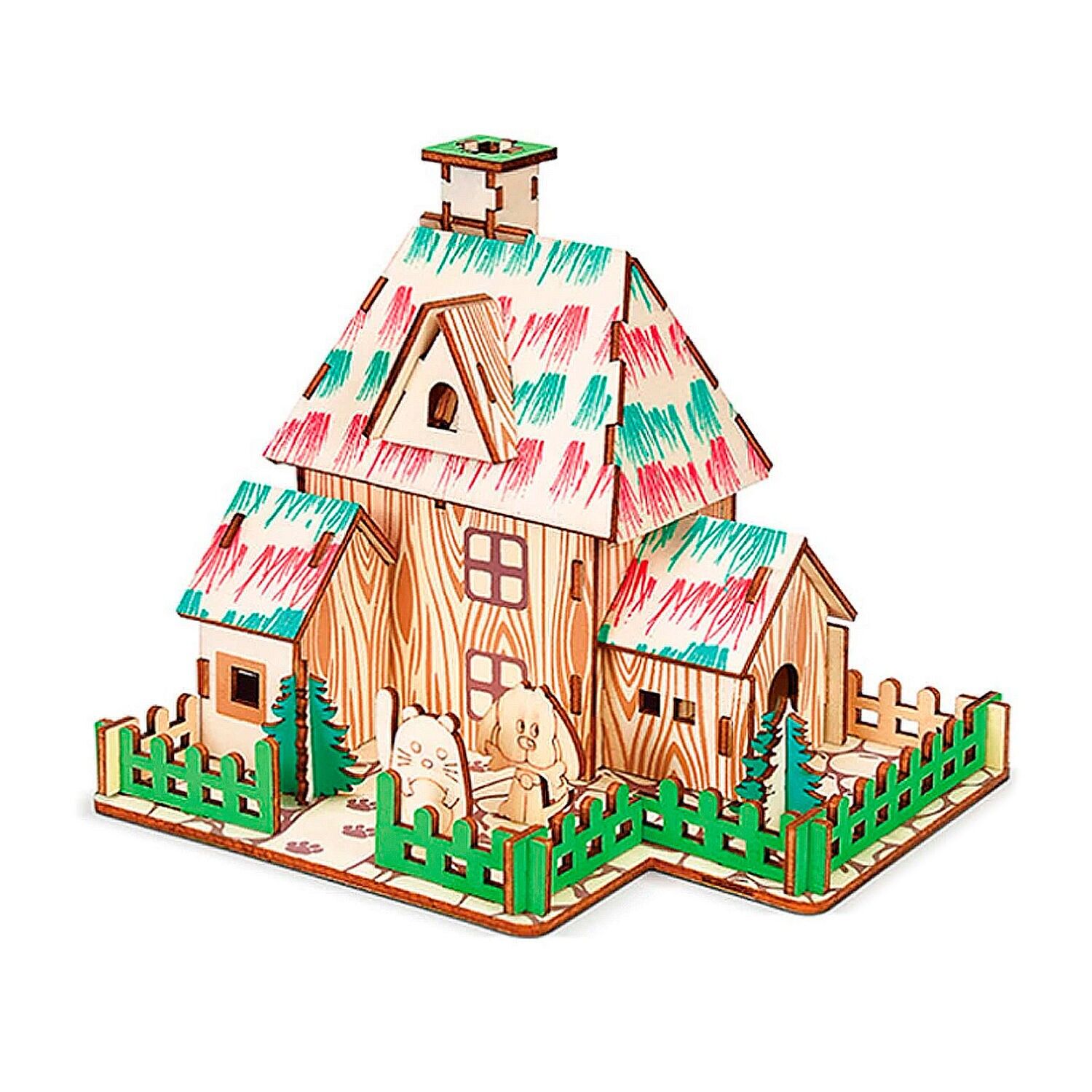 Modèle 3D en bois. Magnifique cabane du sorcier. 45 pièces. Couleur : Multicolore
